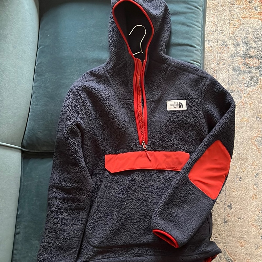 North face Navy blue quarter zip hooded fleece
